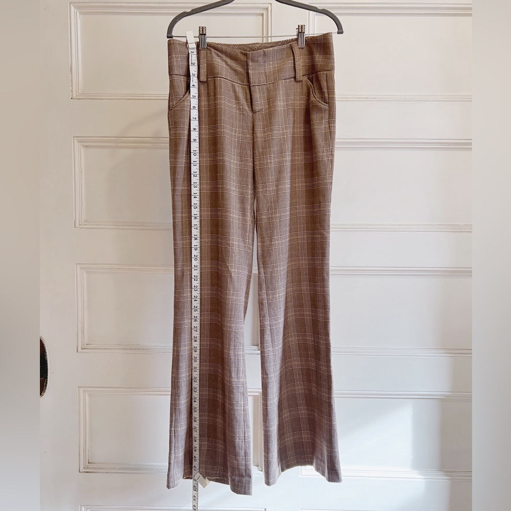 Alice + Olivia Plaid Low/Mid-Rise Flair Trousers